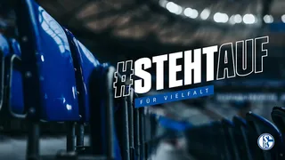 Zu sehen sind Sitze in der leeren VELTINS-Arena und das Key-Visual #STEHTAUF für Vielfalt